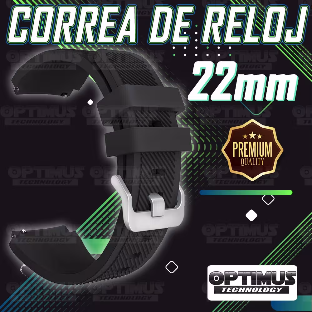 Correa Pulso Banda de Goma Rayada 22mm (milímetros) para reloj o Smartwatch Casio Xiaomi fossil Huawei Samsung OPTIMUS TECHNOLOG