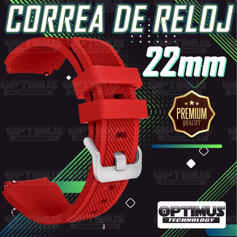 Correa Pulso Banda de Goma Rayada 22mm (milímetros) para reloj o Smartwatch Casio Xiaomi fossil Huawei Samsung OPTIMUS TECHNOLOG