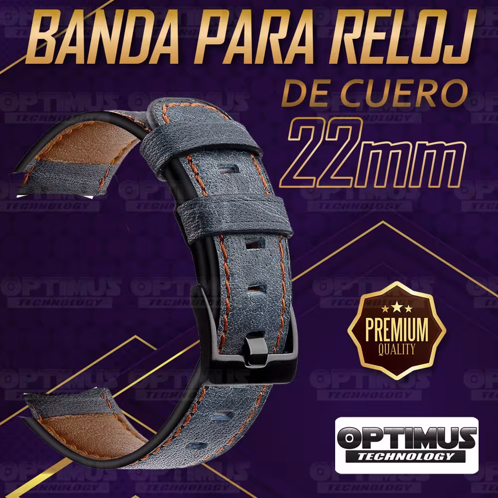 Correa Pulso Manilla de Cuero 22mm (milímetros) para reloj o Smartwatch Casio Xiaomi fossil Huawei Samsung Michael Kors OPTIMUS