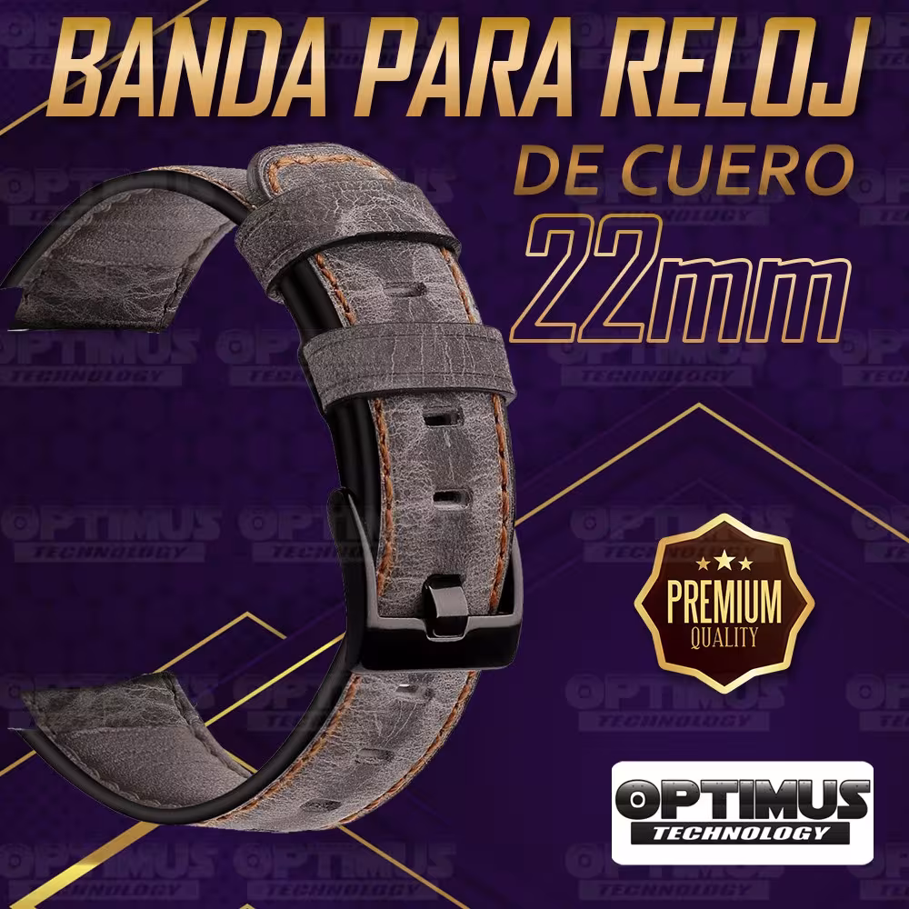 Correa Pulso Manilla de Cuero 22mm (milímetros) para reloj o Smartwatch Casio Xiaomi fossil Huawei Samsung Michael Kors OPTIMUS