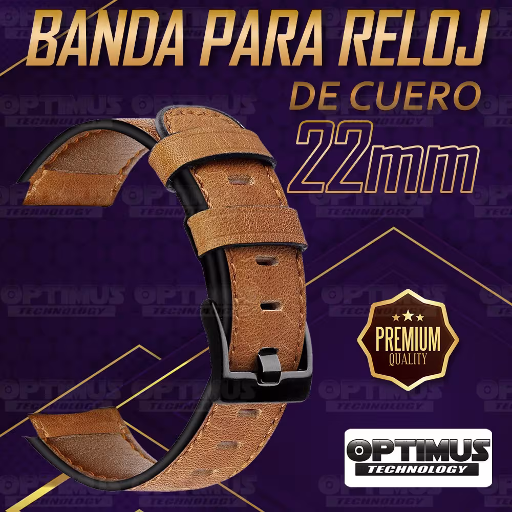 Correa Pulso Manilla de Cuero 22mm (milímetros) para reloj o Smartwatch Casio Xiaomi fossil Huawei Samsung Michael Kors OPTIMUS