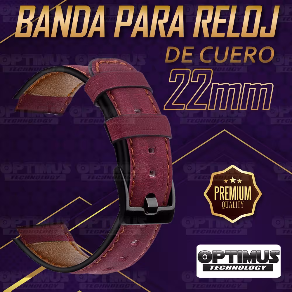Correa Pulso Manilla de Cuero 22mm (milímetros) para reloj o Smartwatch Casio Xiaomi fossil Huawei Samsung Michael Kors OPTIMUS