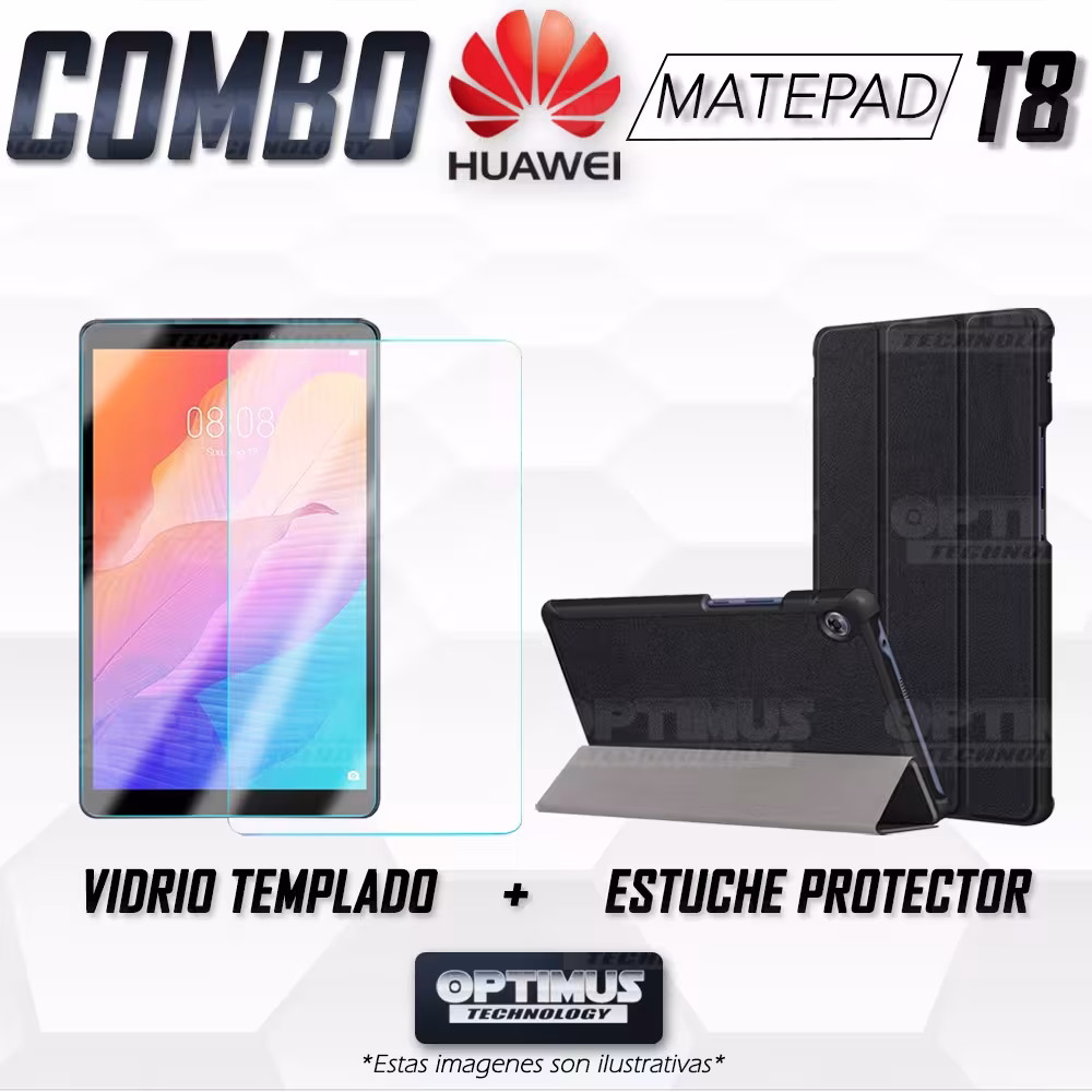 Kit Vidrio Cristal Templado Y Estuche Case Protector para Tablet Huawei Matepad T8 OPTIMUS TECHNOLOGY™ - 2