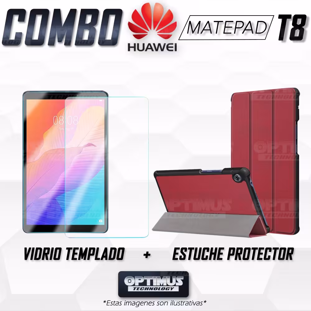Kit Vidrio Cristal Templado Y Estuche Case Protector para Tablet Huawei Matepad T8 OPTIMUS TECHNOLOGY™ - 6