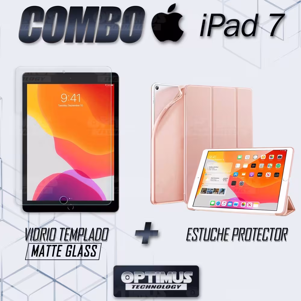 Combo Vidrio Matte Glass templado Anti Reflejo y Estuche Tablet iPad 7 generación 10.2" OPTIMUS TECHNOLOGY™ - 19