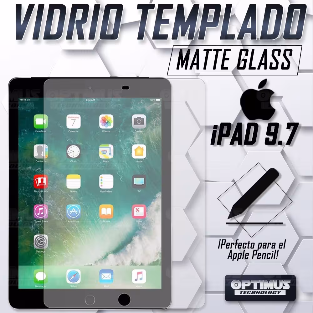 Vidrio Templado Protector Matte Glass Tablet iPad 9.7 / iPad Air / iPad 6 / iPad 5 | OPTIMUS TECHNOLOGY™ | VTP-MTG-IPD-9.7 |