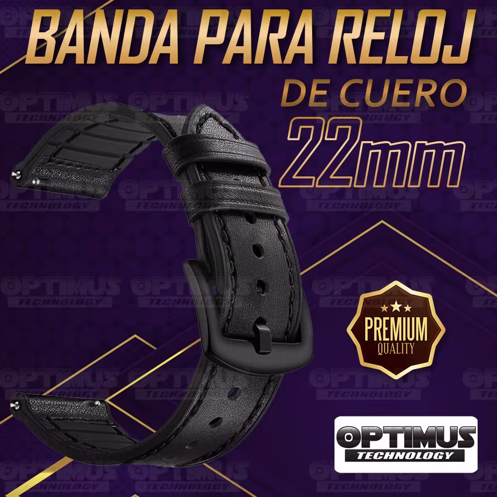 Correa Pulso Manilla de Cuero 22mm (milímetros) para reloj o Smartwatch Casio Xiaomi fossil Huawei Samsung Michael Kors OPTIMUS