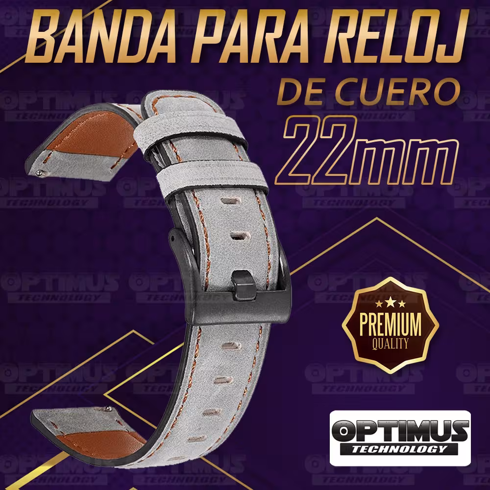 Correa Pulso Manilla de Cuero 22mm (milímetros) para reloj o Smartwatch Casio Xiaomi fossil Huawei Samsung Michael Kors OPTIMUS