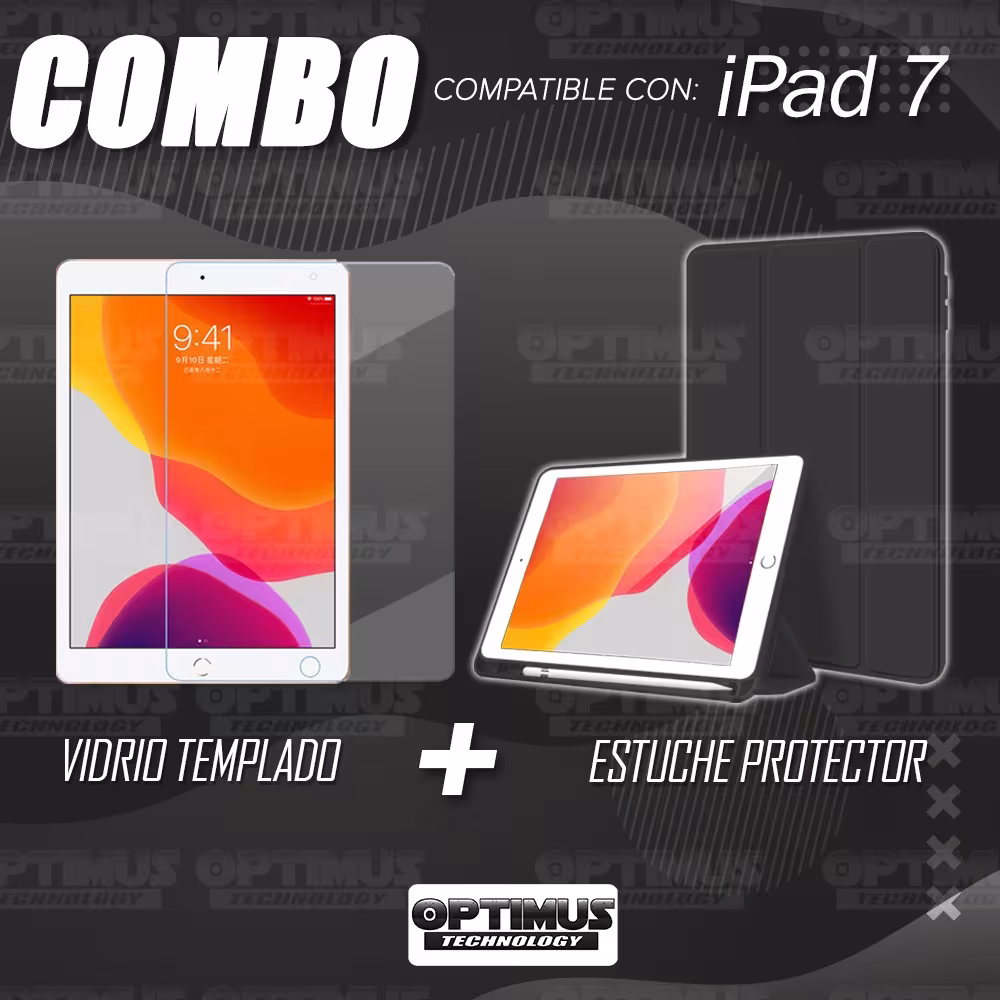 Kit Vidrio Templado Y Estuche Protector de tapa Con portalápiz Tablet iPad 7 Generación 10.2 OPTIMUS TECHNOLOGY™ - 14