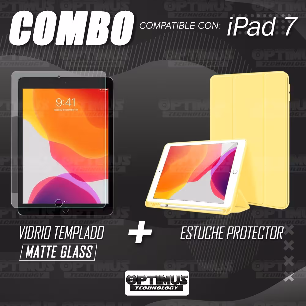 Combo Estuche con porta lápiz Y Vidrio MatteGlass efecto papel para iPad 7 10.2" OPTIMUS TECHNOLOGY™ - 9