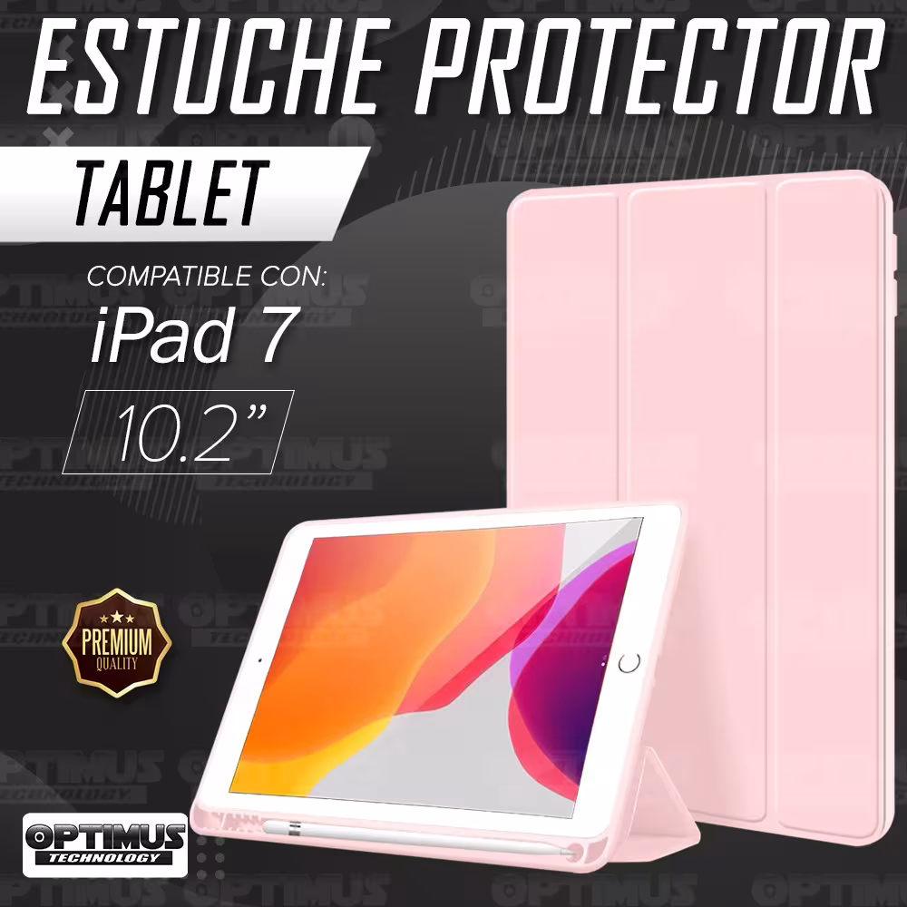 Estuche Protector con porta lápiz para Tablet iPad 7 Generación 10.2" | OPTIMUS TECHNOLOGY™ | EST-PL-IPD-7-10.2 |