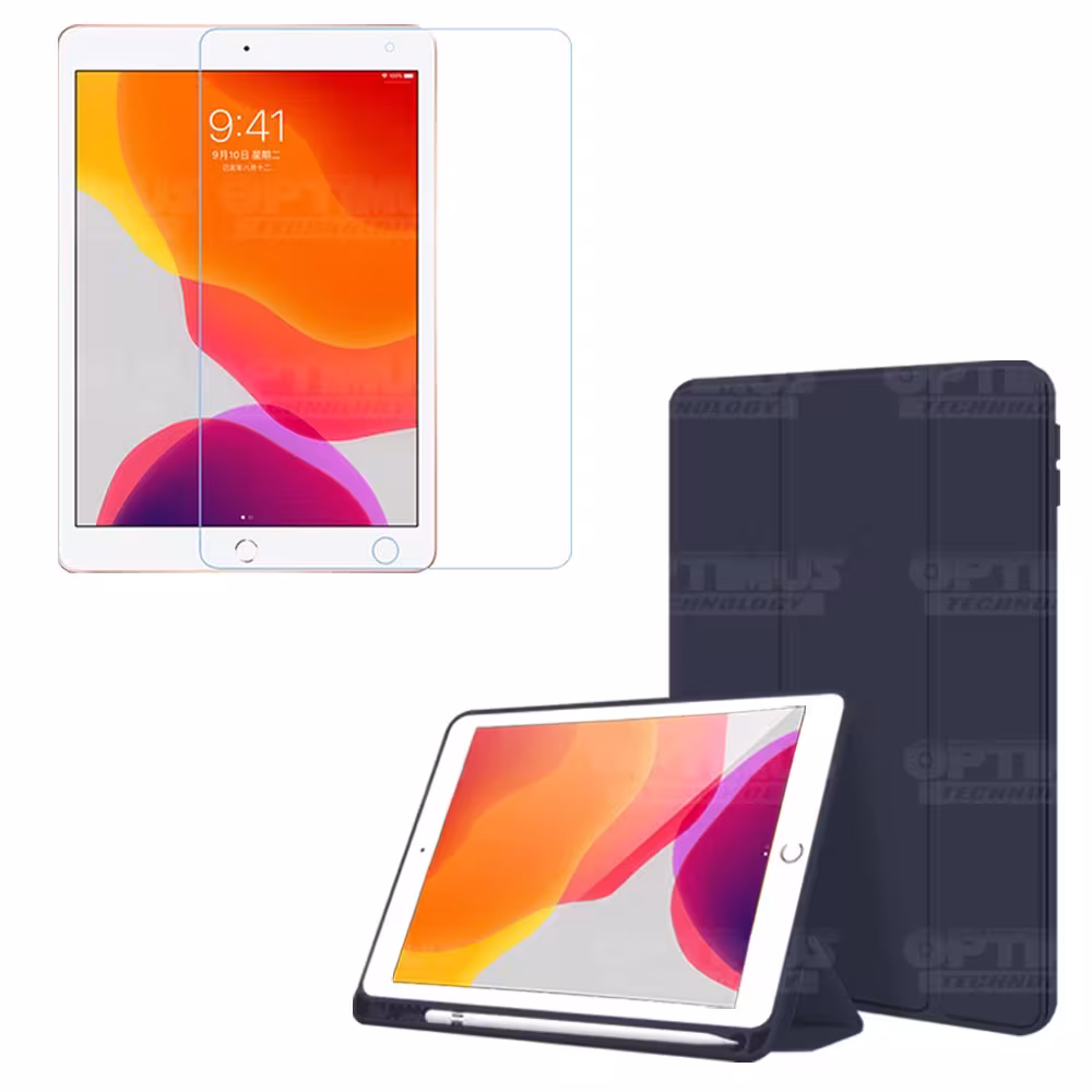 Kit Vidrio Templado Y Estuche Protector de tapa Con portalápiz Tablet iPad 7 Generación 10.2 OPTIMUS TECHNOLOGY™ - 7