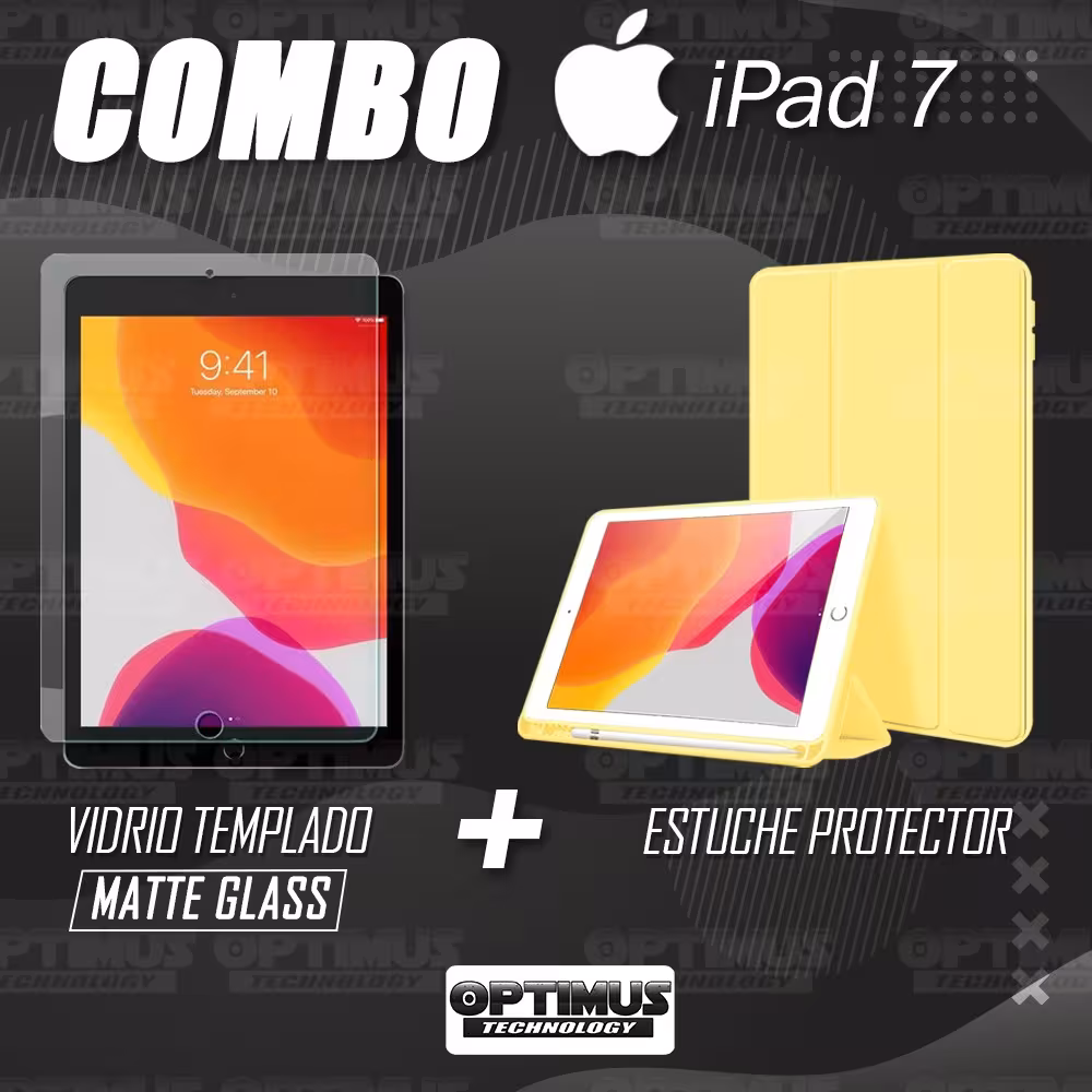 Combo Estuche con porta lápiz Y Vidrio MatteGlass efecto papel para iPad 7 10.2" OPTIMUS TECHNOLOGY™ - 10