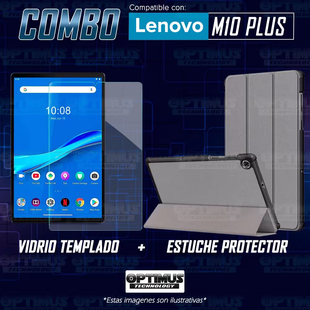 Kit Vidrio Cristal Templado Y Estuche Case Protector para Tablet Lenovo M10 Plus Tb-x606f