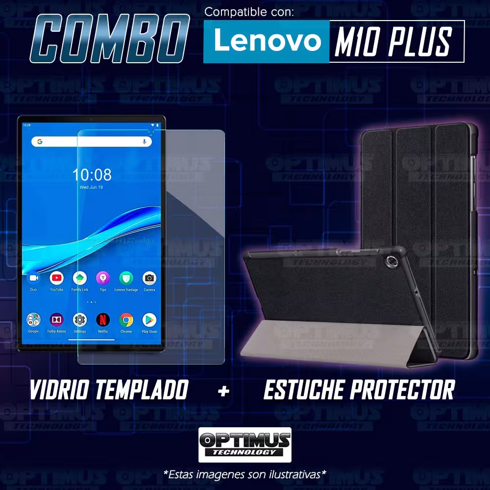 Kit Vidrio Cristal Templado Y Estuche Case Protector para Tablet Lenovo M10 Plus Tb-x606f