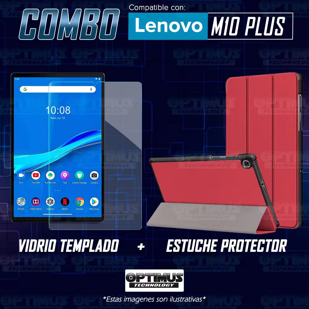 Kit Vidrio Cristal Templado Y Estuche Case Protector para Tablet Lenovo M10 Plus Tb-x606f