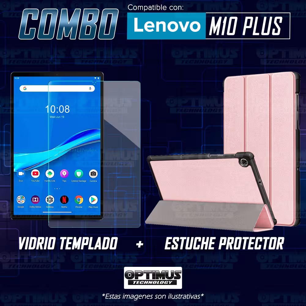 Kit Vidrio Cristal Templado Y Estuche Case Protector para Tablet Lenovo M10 Plus Tb-x606f