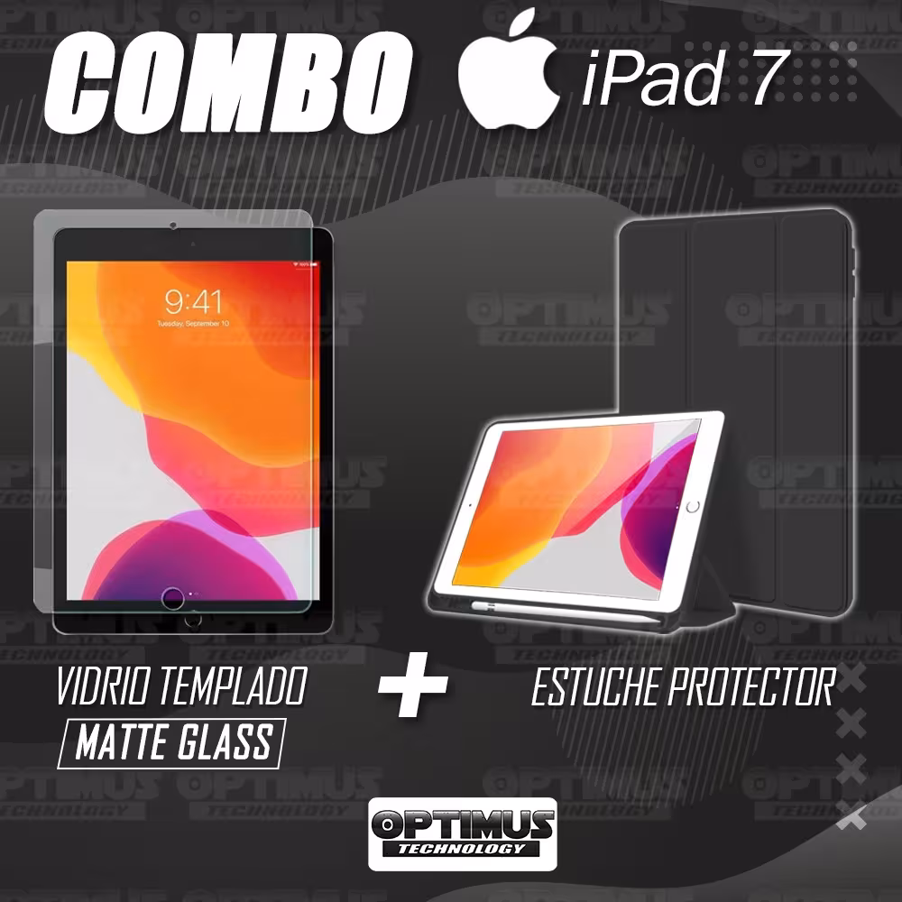 Combo Estuche con porta lápiz Y Vidrio MatteGlass efecto papel para iPad 7 10.2" OPTIMUS TECHNOLOGY™ - 17