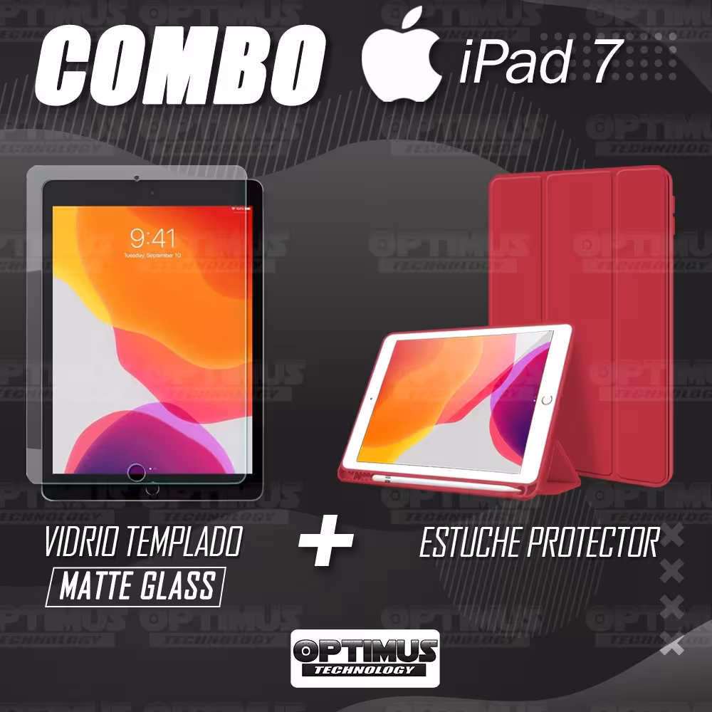 Combo Estuche con porta lápiz Y Vidrio MatteGlass efecto papel para iPad 7 10.2" OPTIMUS TECHNOLOGY™ - 24