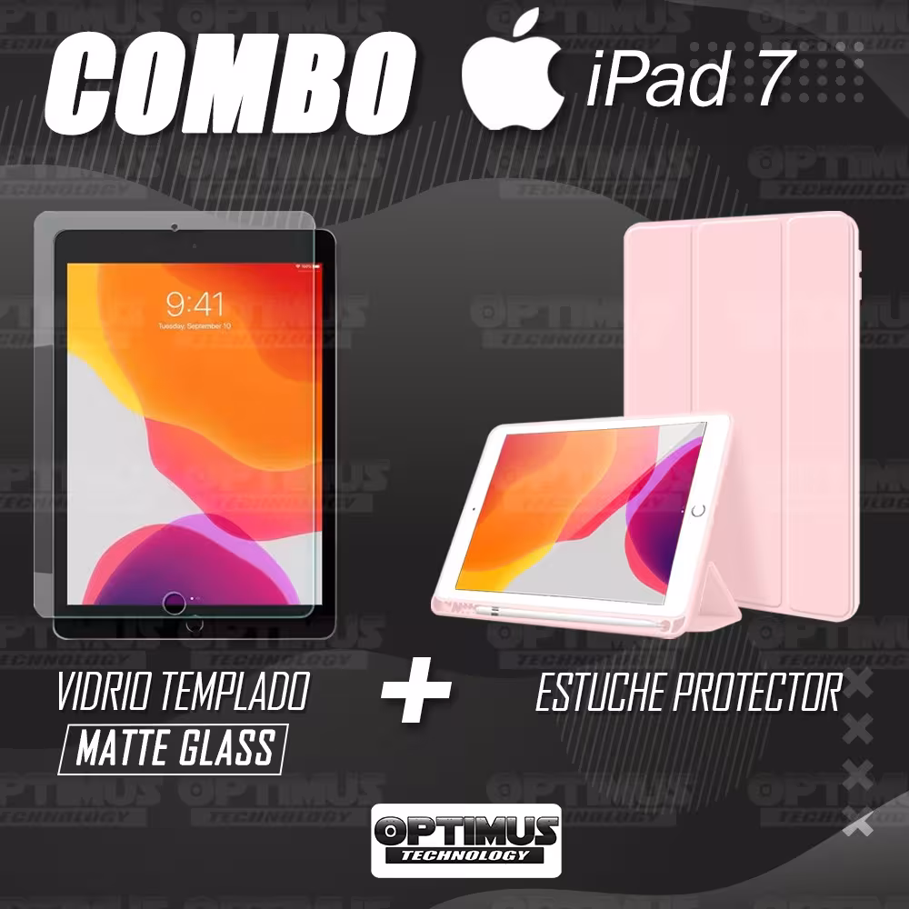 Combo Estuche con porta lápiz Y Vidrio MatteGlass efecto papel para iPad 7 10.2" OPTIMUS TECHNOLOGY™ - 31