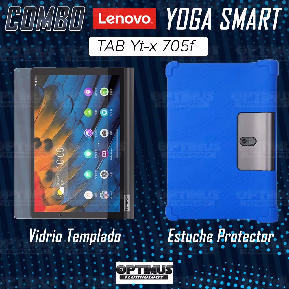 Combo Vidrio templado y Estuche Protector antigolpes Lenovo Yoga Smart Tab Yt-x 705f OPTIMUS TECHNOLOGY™ - 7