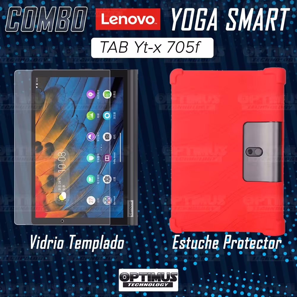 Combo Vidrio templado y Estuche Protector antigolpes Lenovo Yoga Smart Tab Yt-x 705f OPTIMUS TECHNOLOGY™ - 12