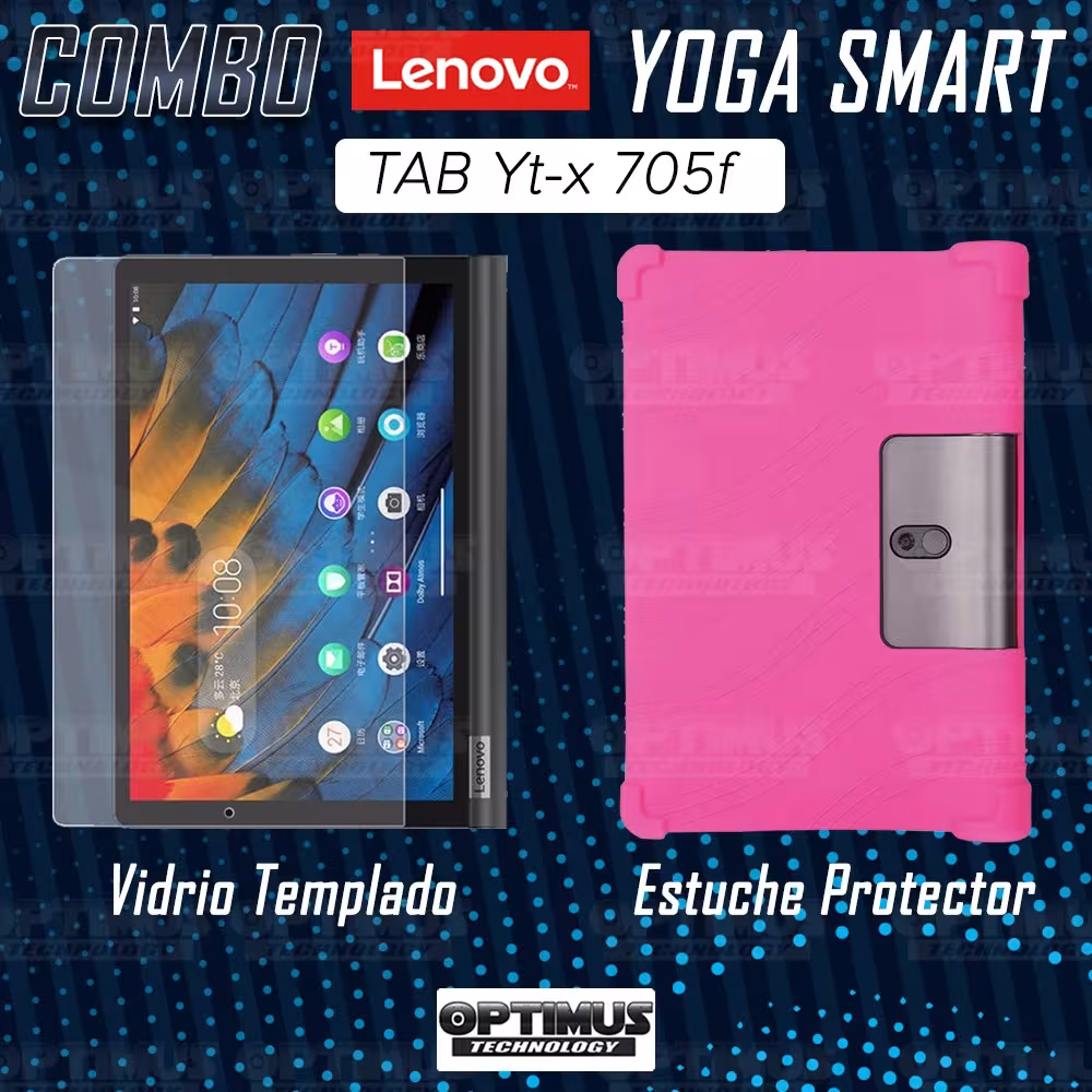 Combo Vidrio templado y Estuche Protector antigolpes Lenovo Yoga Smart Tab Yt-x 705f OPTIMUS TECHNOLOGY™ - 17