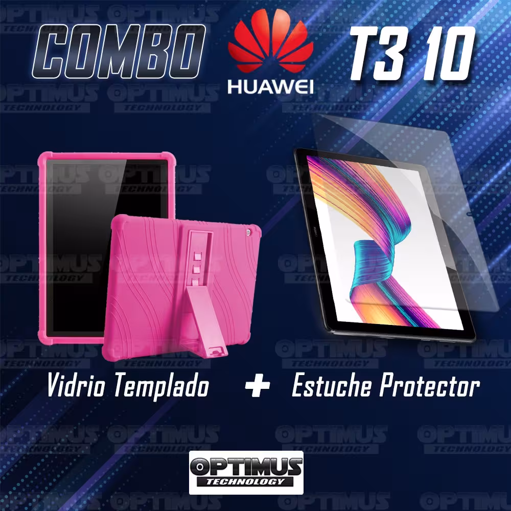 Combo Vidrio templado y Estuche Protector de goma antigolpes con soporte Tablet Huawei T3-10 OPTIMUS TECHNOLOGY™ - 17