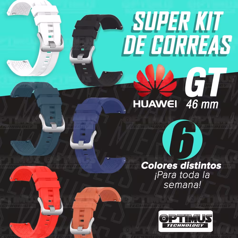 Kit 6 Manillas Correas Para Reloj Inteligente Smartwatch Huawei Gt 46mm | OPTIMUS TECHNOLOGY™ | KT6-CRR-GT-46 |
