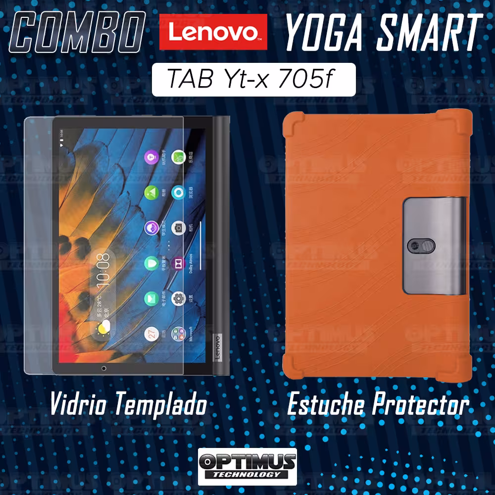 Combo Vidrio templado y Estuche Protector antigolpes Lenovo Yoga Smart Tab Yt-x 705f OPTIMUS TECHNOLOGY™ - 32