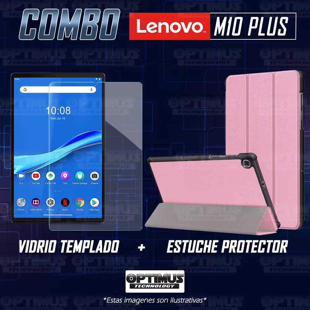 Kit Vidrio Cristal Templado Y Estuche Case Protector para Tablet Lenovo M10 Plus Tb-x606f OPTIMUS TECHNOLOGY™ - 14