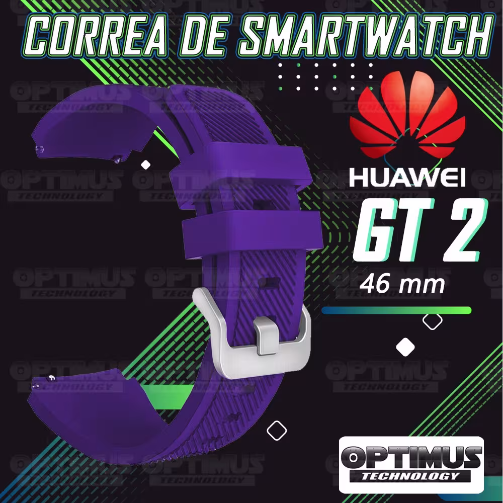 Kit Correa Pulso Manilla de Goma Y Vidrio Templado Huawei Gt 2 46mm | OPTIMUS TECHNOLOGY™ | CRRY-VTP-HW-GT2-46 |
