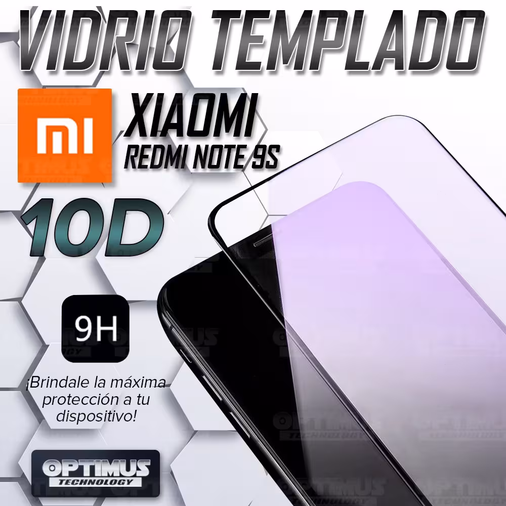 Combo Vidrio templado de Pantalla + Cristal Cerámico Nanoglass de cámara para celular Xiaomi Redmi Note 9s OPTIMUS TECHNOLOGY™ -