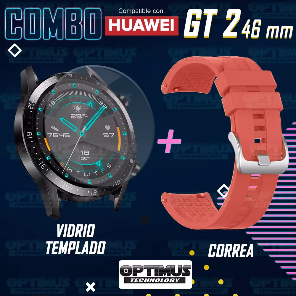 Vidrio Templado Y Correa Smartwatch Reloj Inteligente Huawei Gt 2 46mm