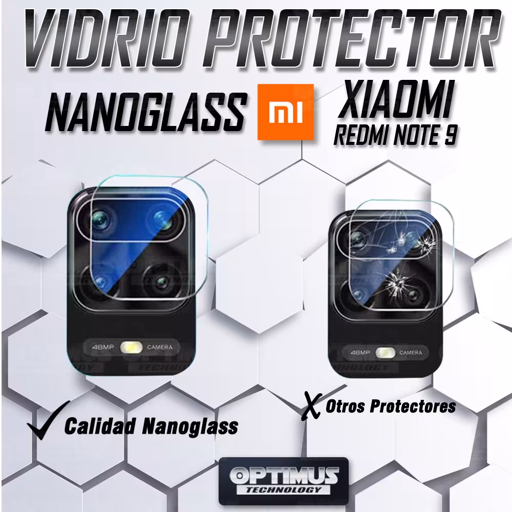 Vidrio Templado Nanoglass de cámara para celular Xiaomi Redmi Note 9 | OPTIMUS TECHNOLOGY™ | VTP-CR-CM-XMI-NTE-9 |