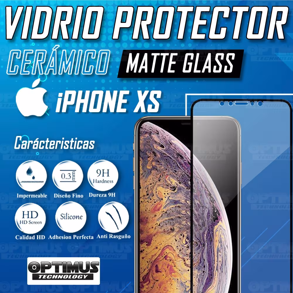 Cristal Templado Protector NanoGlass Mate celular iPhone XS Antihuella | OPTIMUS TECHNOLOGY™ | VTP-CR-MT-IPH-XS |