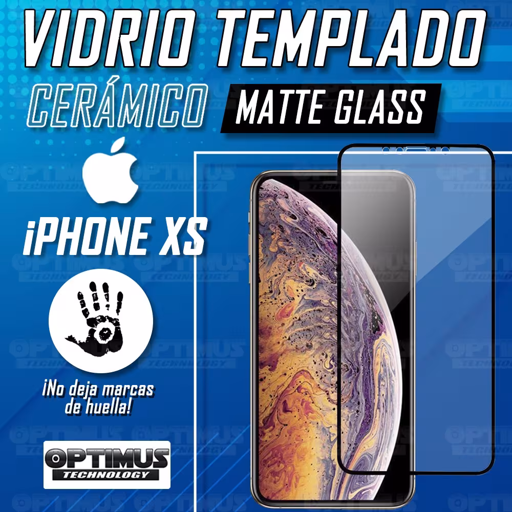 Cristal Templado Protector NanoGlass Mate celular iPhone XS Antihuella | OPTIMUS TECHNOLOGY™ | VTP-CR-MT-IPH-XS |