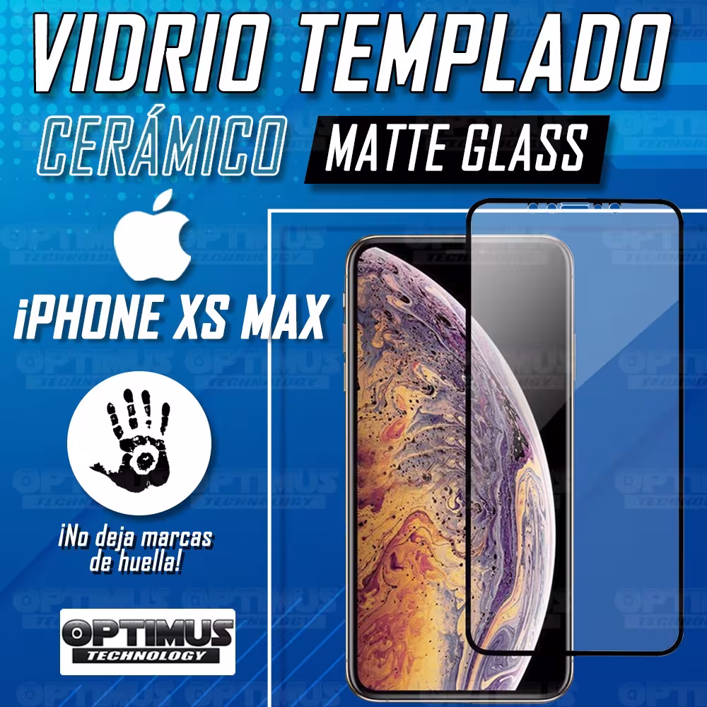 Vidrio Templado Protector Cerámico Matte Glass Smartphone iPhone XS MAX Flexible | OPTIMUS TECHNOLOGY™ | VTP-CR-MT-IPH-XS-MAX |