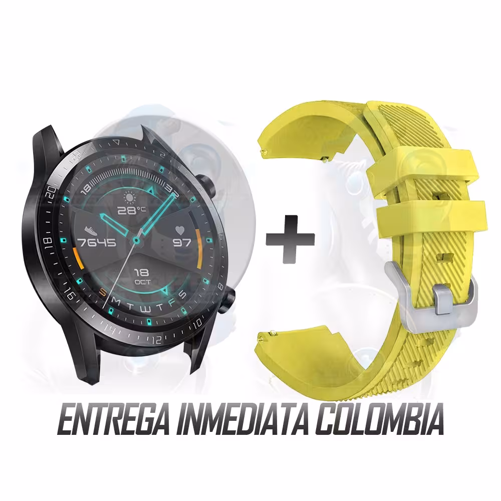 Kit Correa Pulso Manilla de Goma Y Vidrio Templado Huawei Gt 2 46mm | OPTIMUS TECHNOLOGY™ | CRRY-VTP-HW-GT2-46 |
