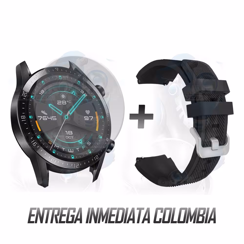 Kit Correa Pulso Manilla de Goma Y Vidrio Templado Huawei Gt 2 46mm | OPTIMUS TECHNOLOGY™ | CRRY-VTP-HW-GT2-46 |