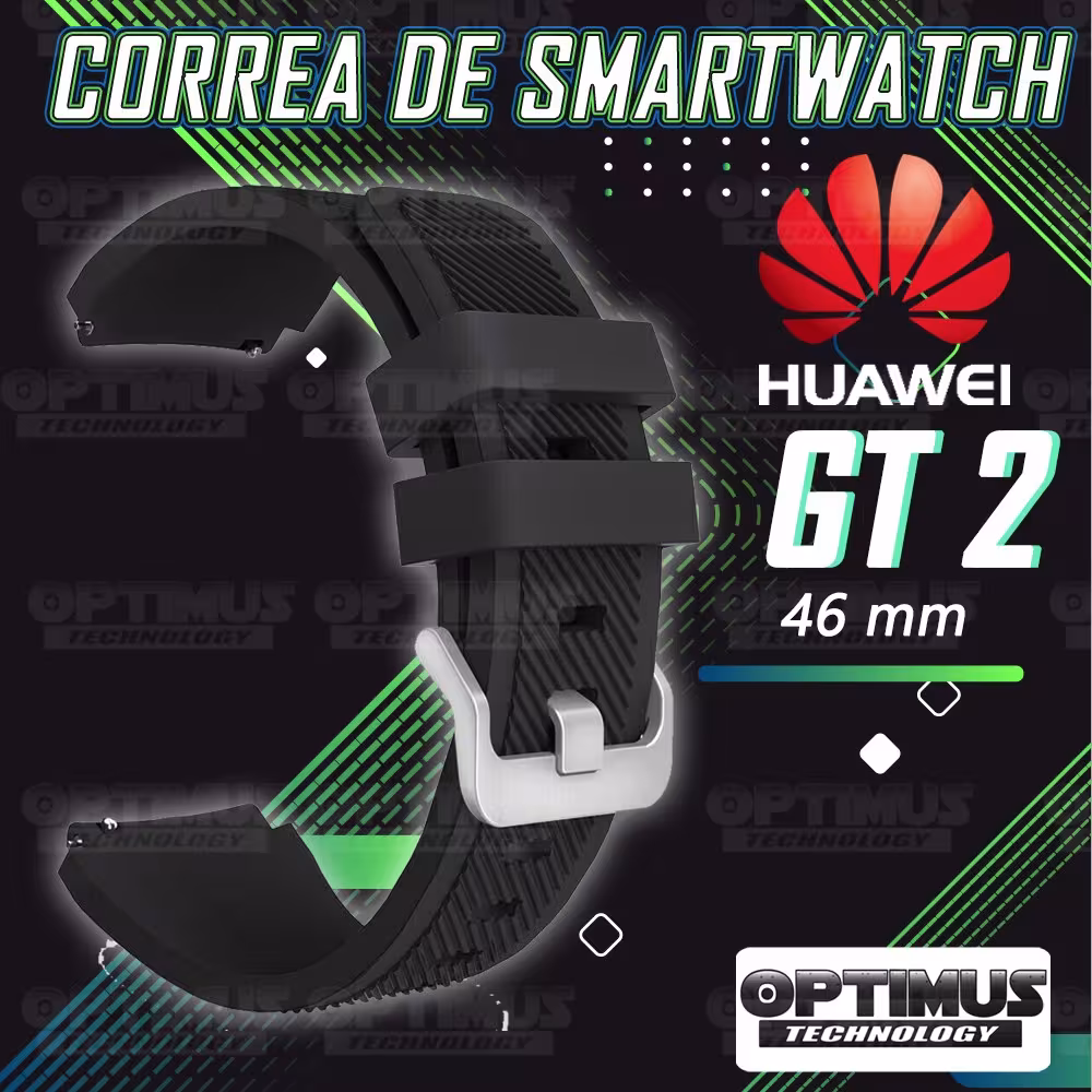 Kit Correa Pulso Manilla de Goma Y Vidrio Templado Huawei Gt 2 46mm | OPTIMUS TECHNOLOGY™ | CRRY-VTP-HW-GT2-46 |