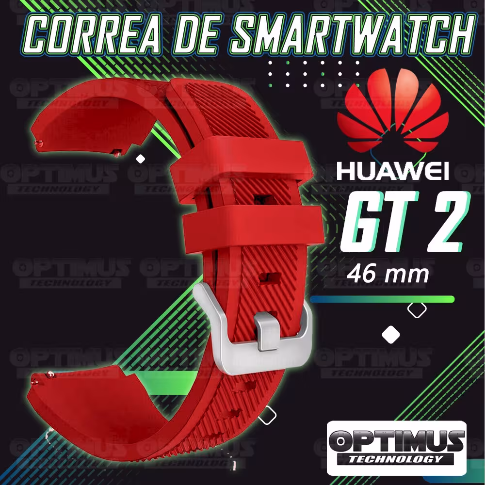 Kit Correa Pulso Manilla de Goma Y Vidrio Templado Huawei Gt 2 46mm | OPTIMUS TECHNOLOGY™ | CRRY-VTP-HW-GT2-46 |