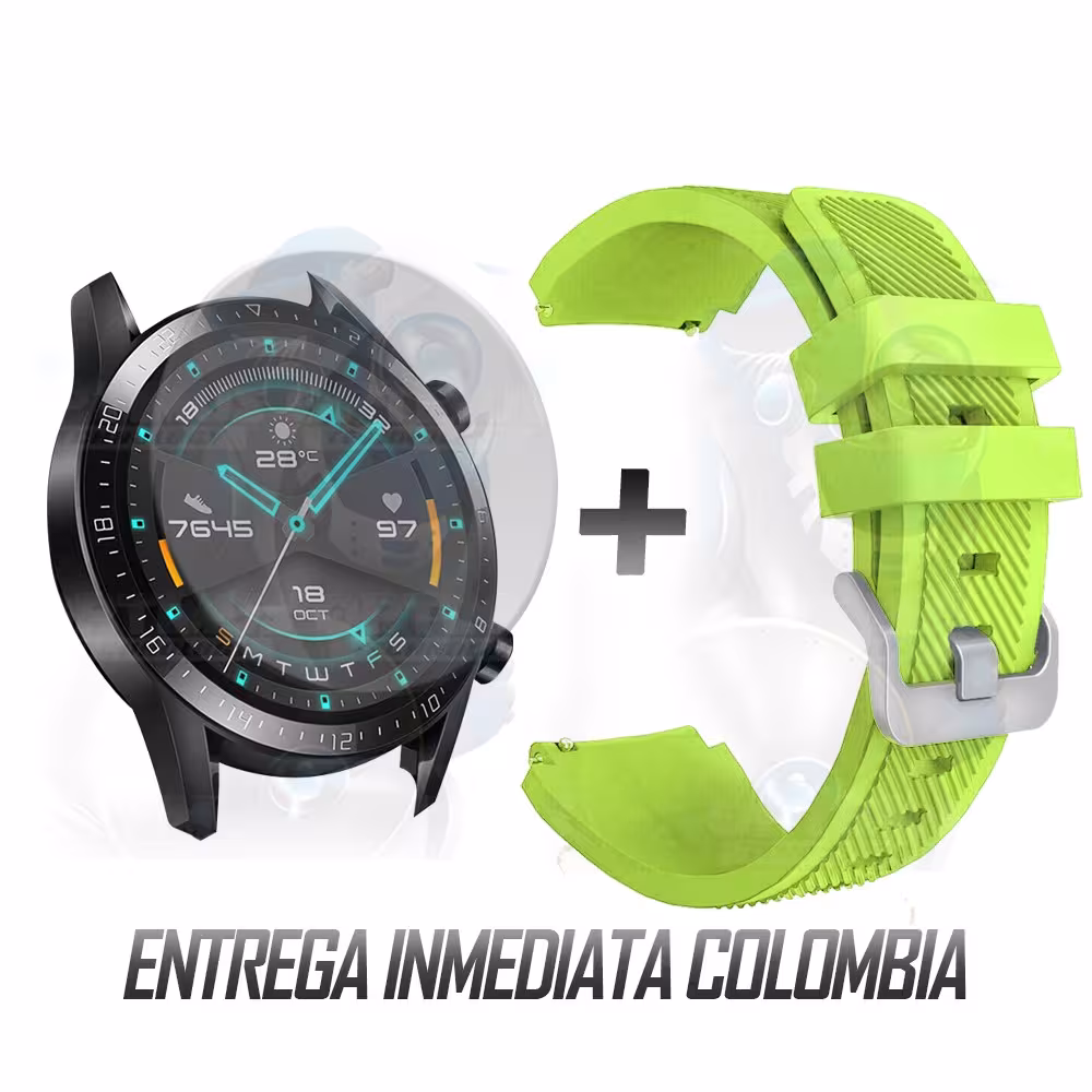 Kit Correa Pulso Manilla de Goma Y Vidrio Templado Huawei Gt 2 46mm | OPTIMUS TECHNOLOGY™ | CRRY-VTP-HW-GT2-46 |