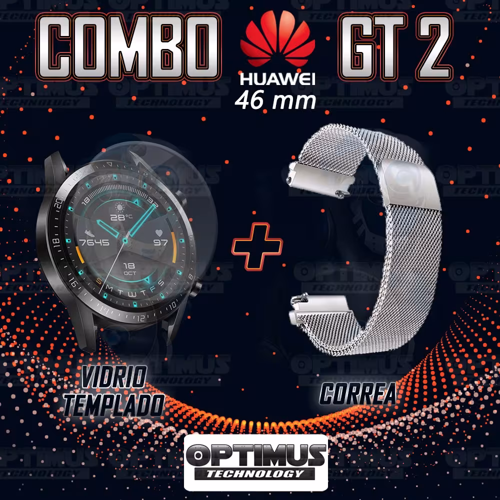 Kit Manilla Pulso Correa Magnética de color Y Vidrio Templado Huawei GT 2 46mm | OPTIMUS TECHNOLOGY™ | CRR-MG-VTP-HW-GT2-46 |