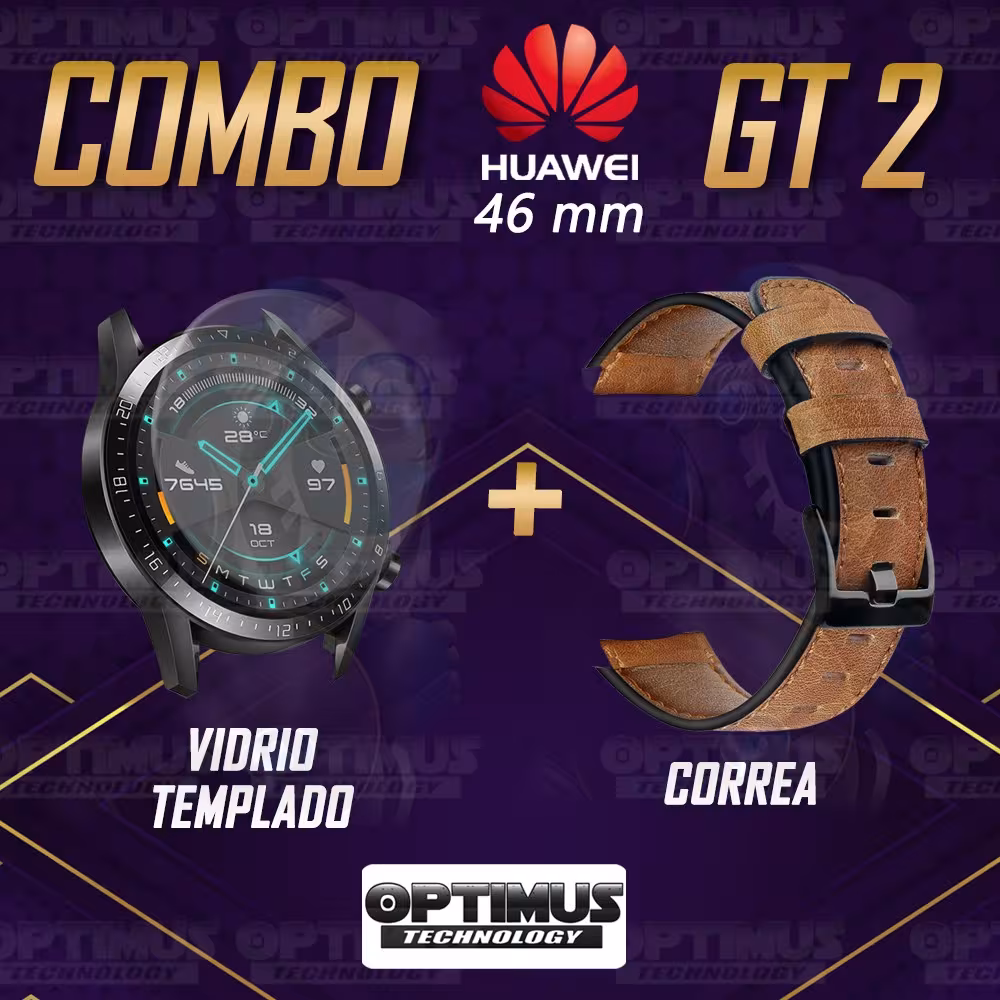 Manilla Correa De Cuero Y Vidrio Smartwatch Huawei Gt 2 46mm | OPTIMUS TECHNOLOGY™ | CRR-CR-VTP-HW-GT2-46 |