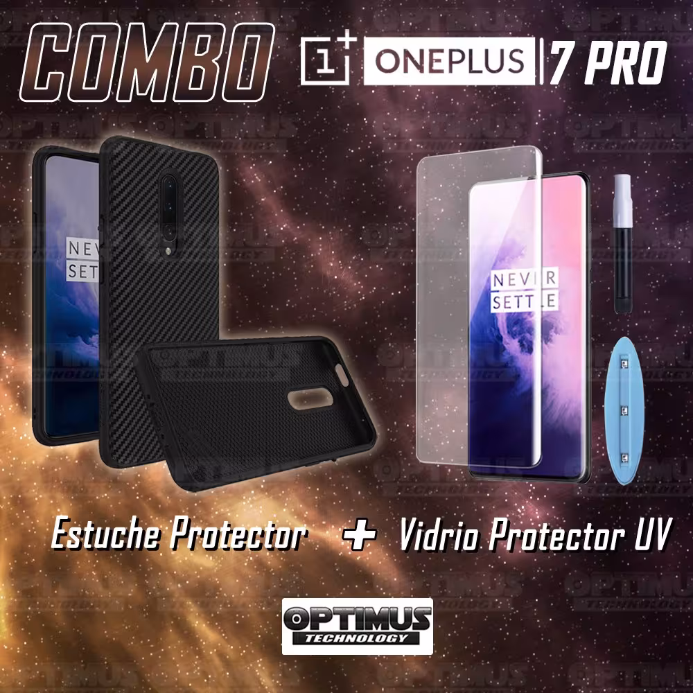 Kit Vidrio UV templado y Estuche Case Protector Oneplus 7 Pro | OPTIMUS TECHNOLOGY™ | EST-UV-OP-7-PRO |