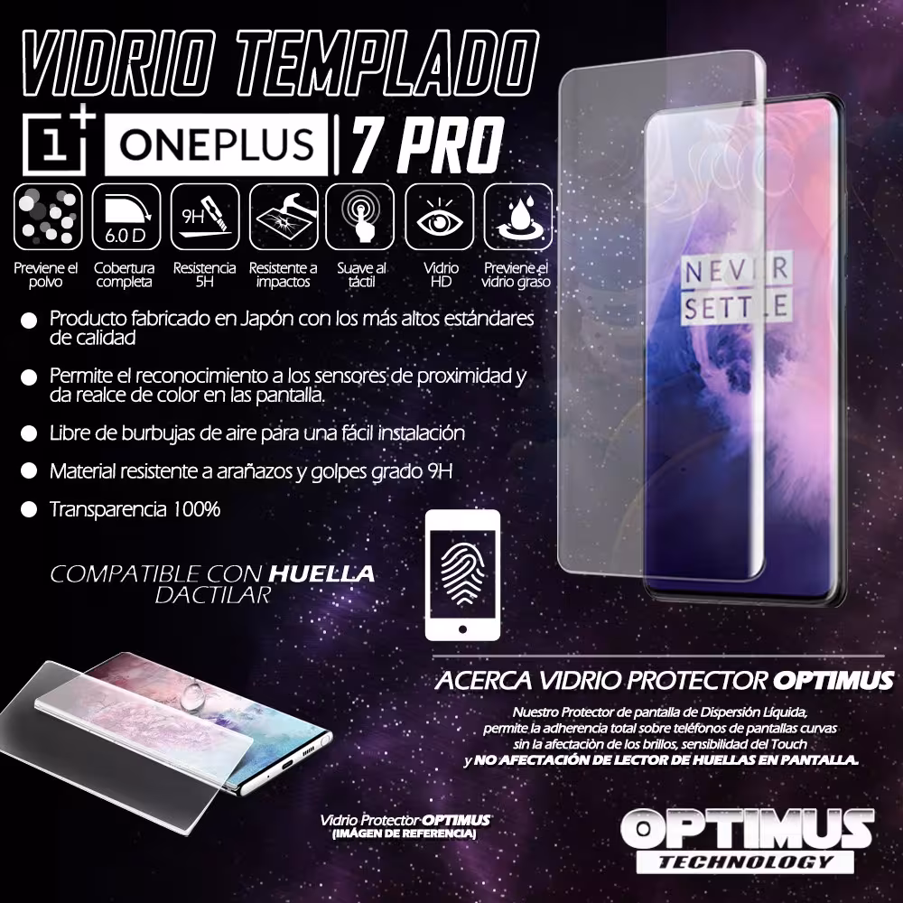 Kit Vidrio UV templado y Estuche Case Protector Oneplus 7 Pro | OPTIMUS TECHNOLOGY™ | EST-UV-OP-7-PRO |
