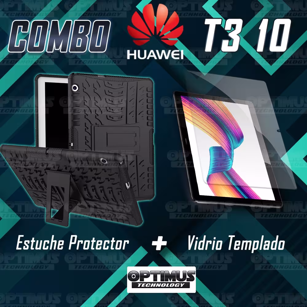 KIT Vidrio templado y Estuche Case Protector anti-golpes TPU Tablet Huawei T3-10 OPTIMUS TECHNOLOGY™ - 12
