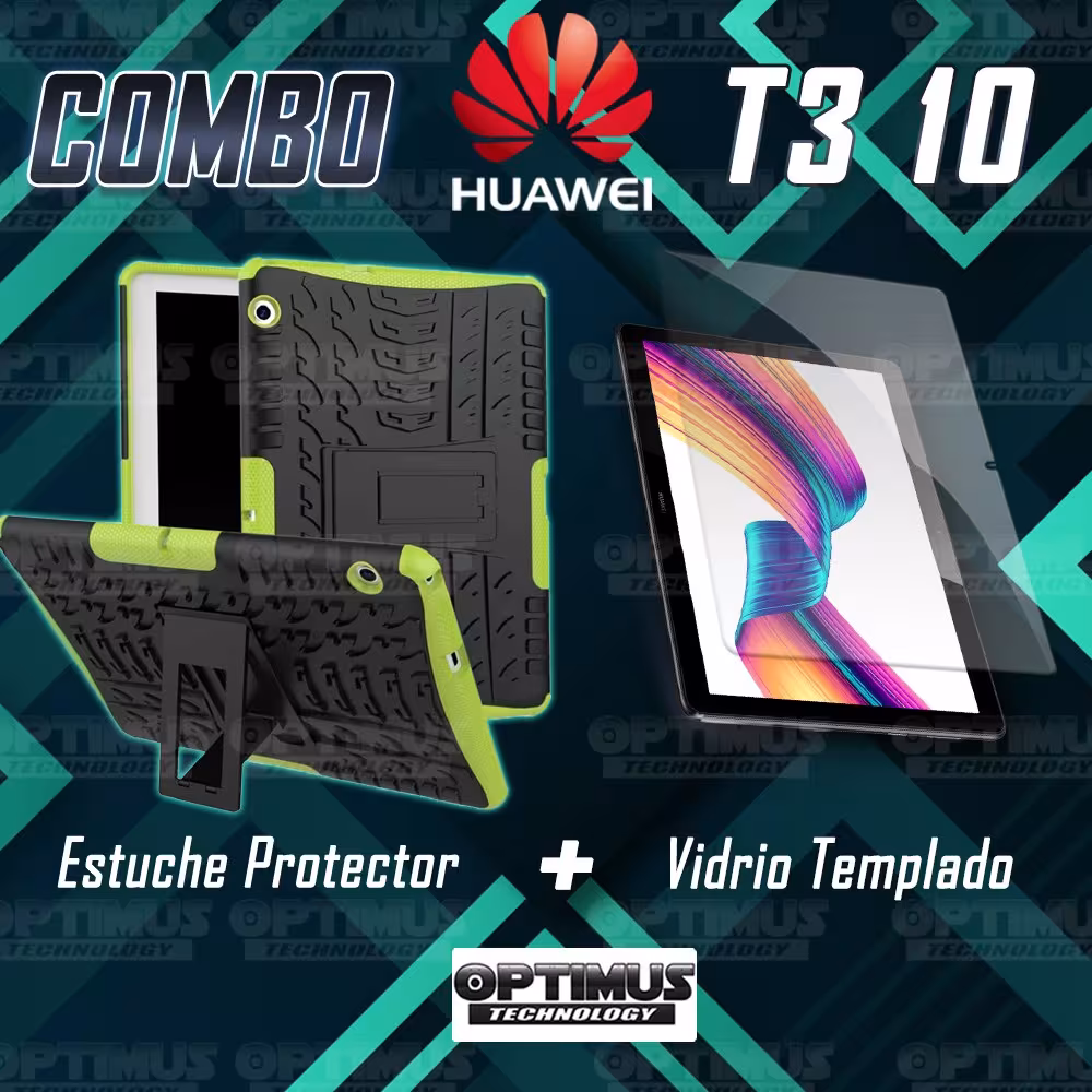 KIT Vidrio templado y Estuche Case Protector anti-golpes TPU Tablet Huawei T3-10 OPTIMUS TECHNOLOGY™ - 7