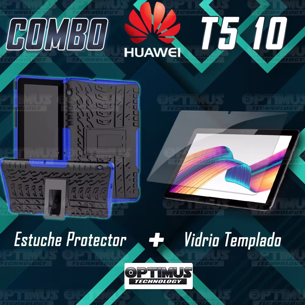 KIT Vidrio templado y Estuche Case Protector anti-golpes TPU Tablet Huawei T5-10 OPTIMUS TECHNOLOGY™ - 2